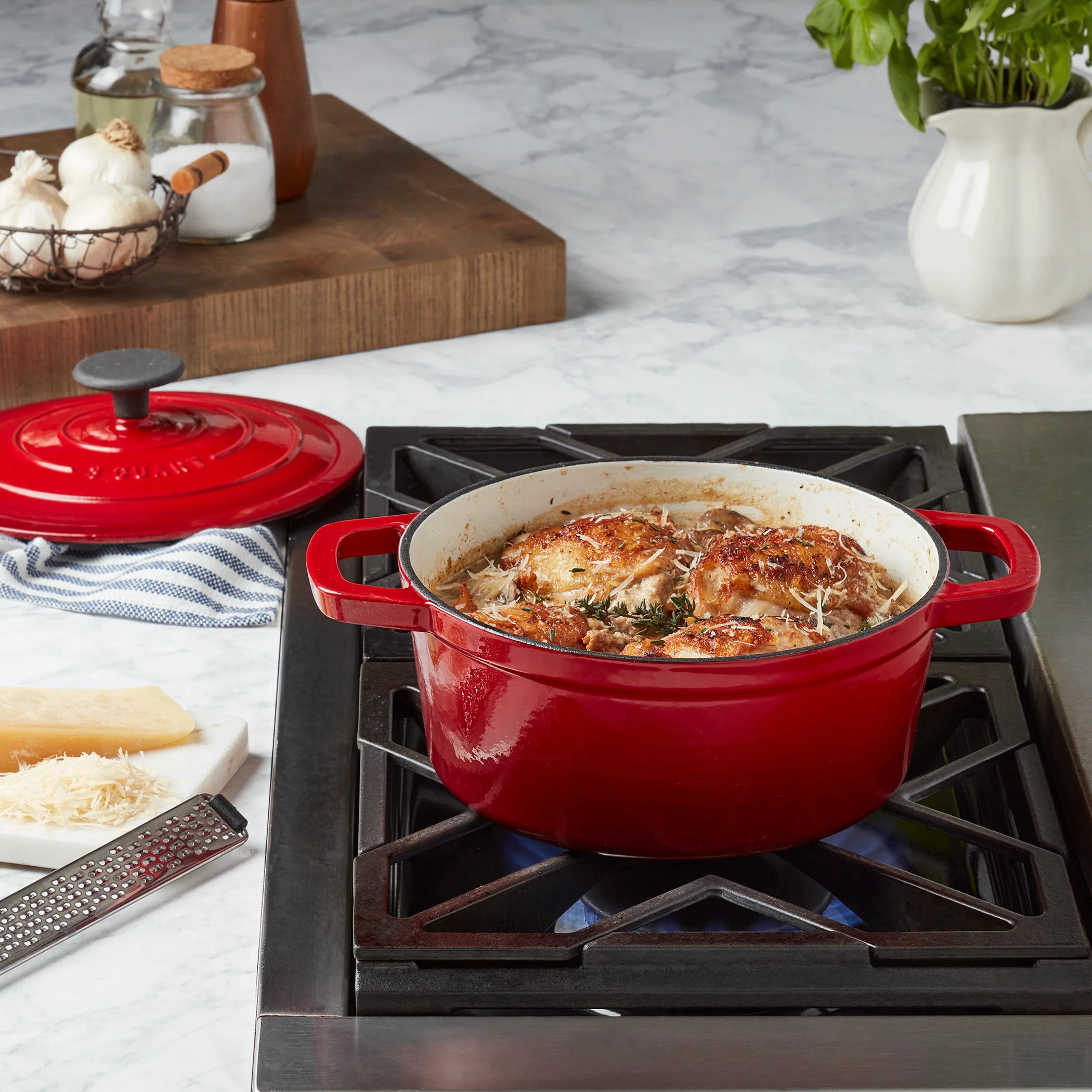 1-Quart Enameled Cast Iron Dutch Oven, Red - Image 3