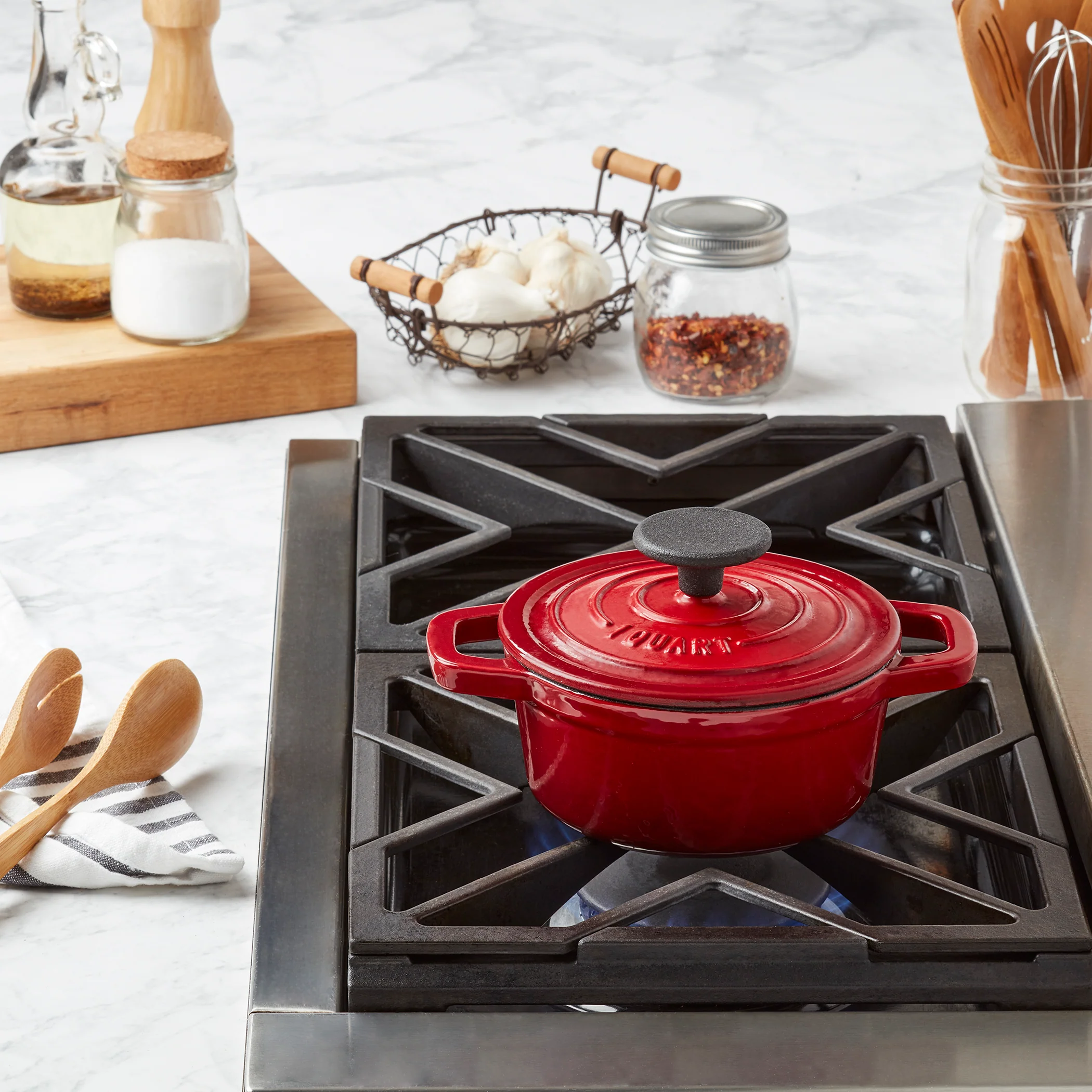 1-Quart Enameled Cast Iron Dutch Oven, Red - Image 9