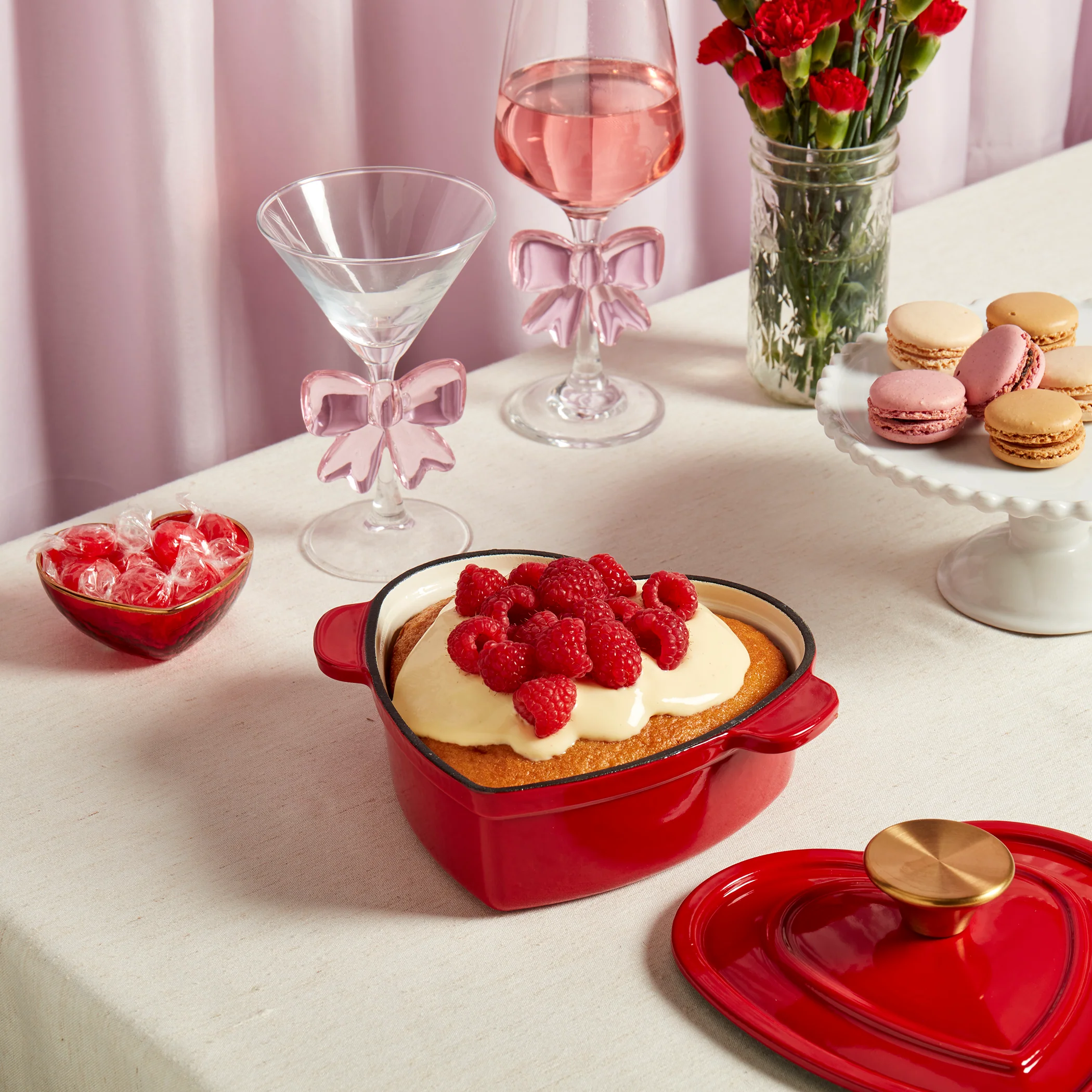 1-Quart Enameled Cast Iron Heart-Shaped Dutch Oven, Red - Image 7