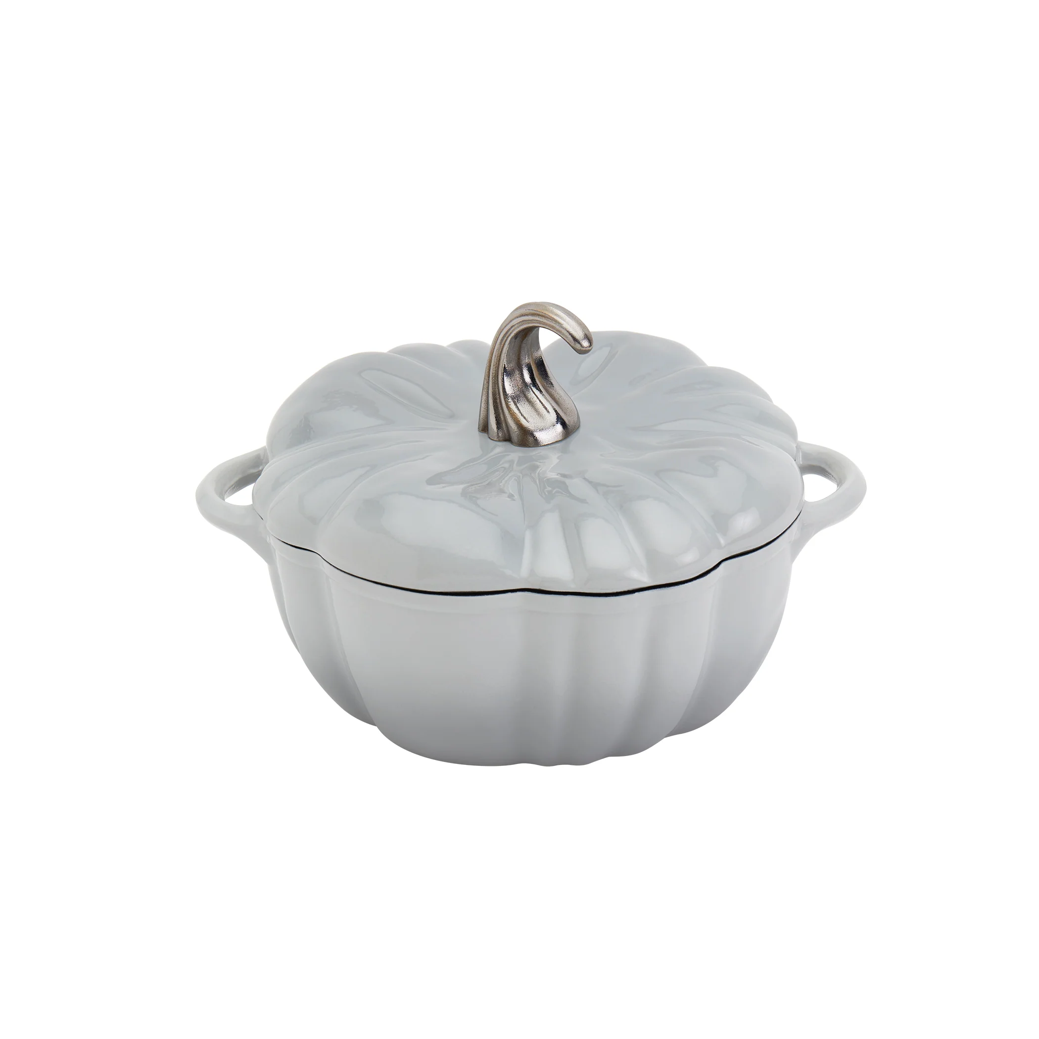 2-Quart / 4-Quart Enameled Cast Iron Pumpkin Dutch Ovens, Silver - Image 11