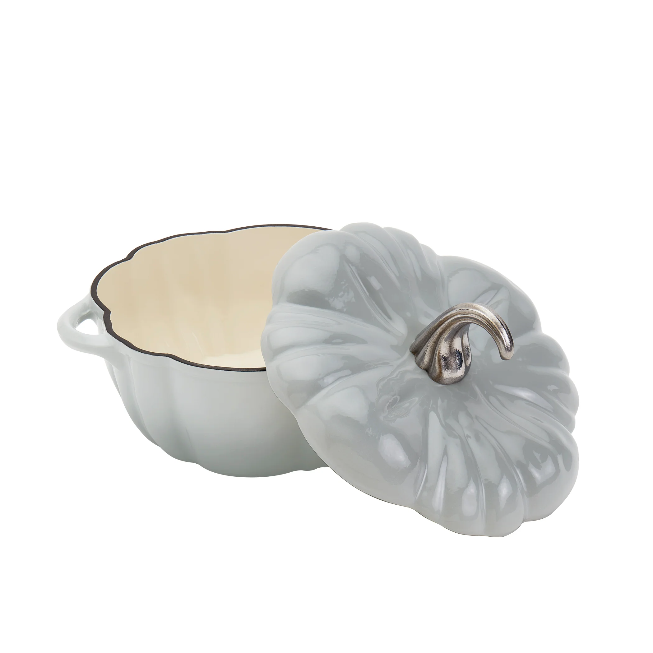 2-Quart / 4-Quart Enameled Cast Iron Pumpkin Dutch Ovens, Silver - Image 12