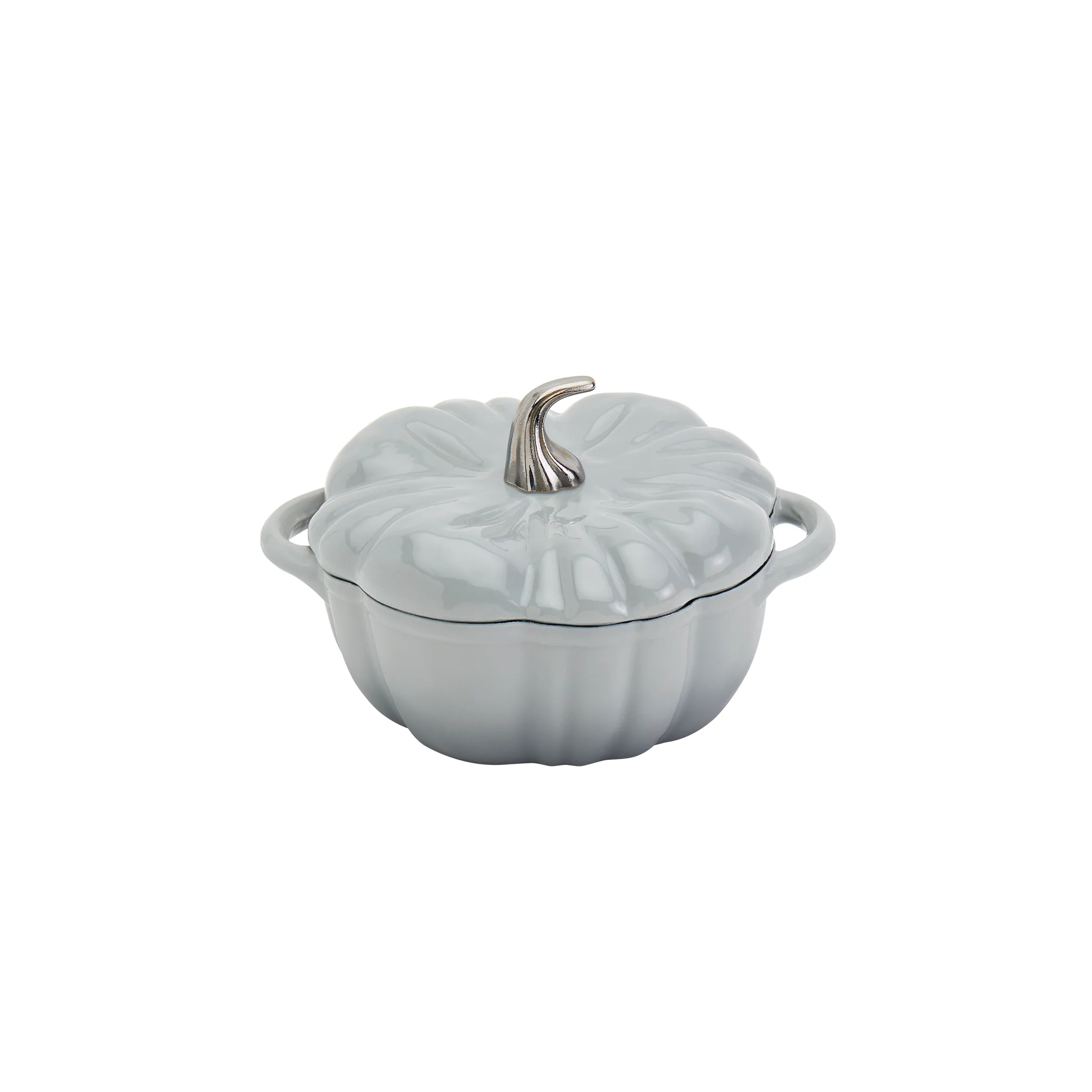2-Quart / 4-Quart Enameled Cast Iron Pumpkin Dutch Ovens, Silver - Image 13