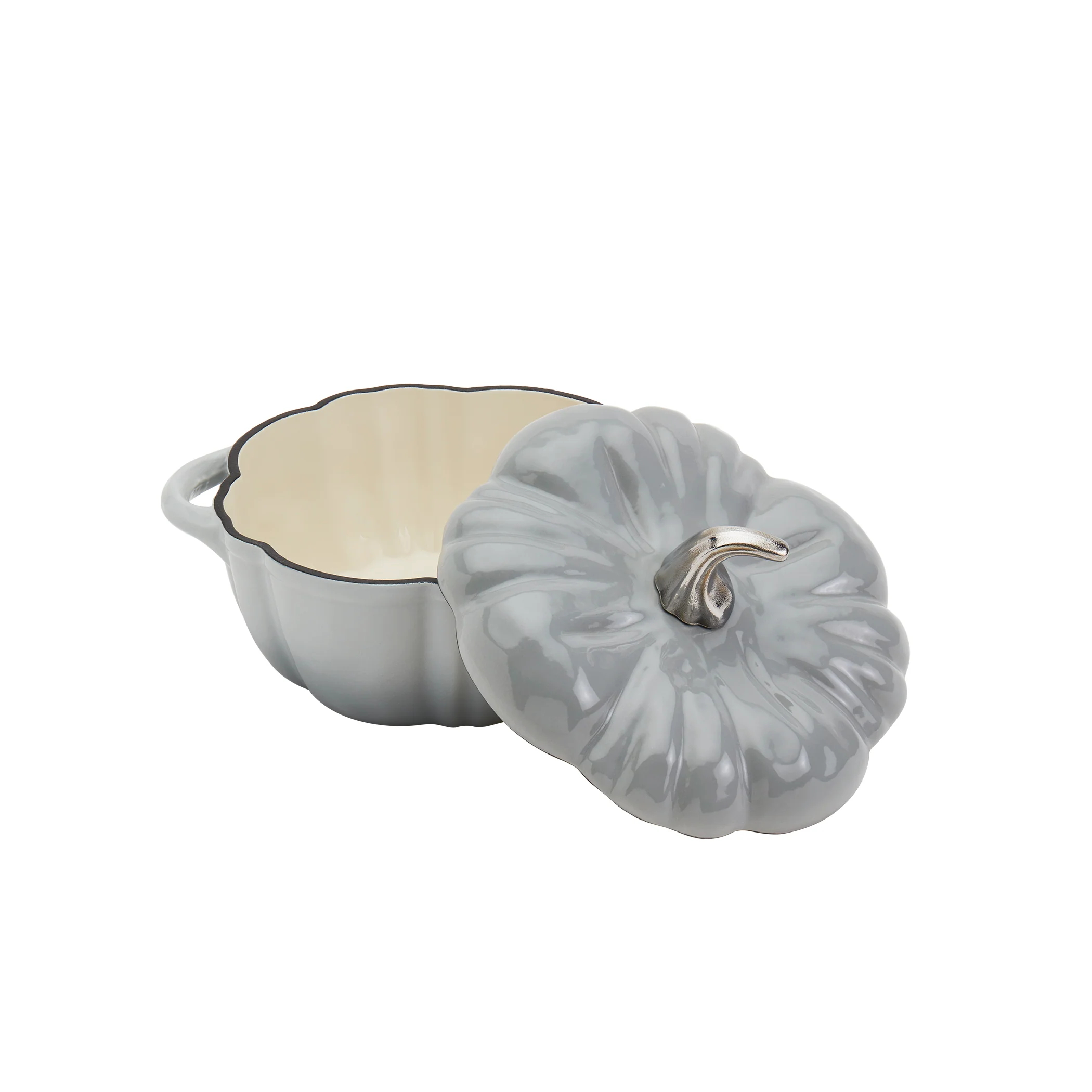 2-Quart / 4-Quart Enameled Cast Iron Pumpkin Dutch Ovens, Silver - Image 14