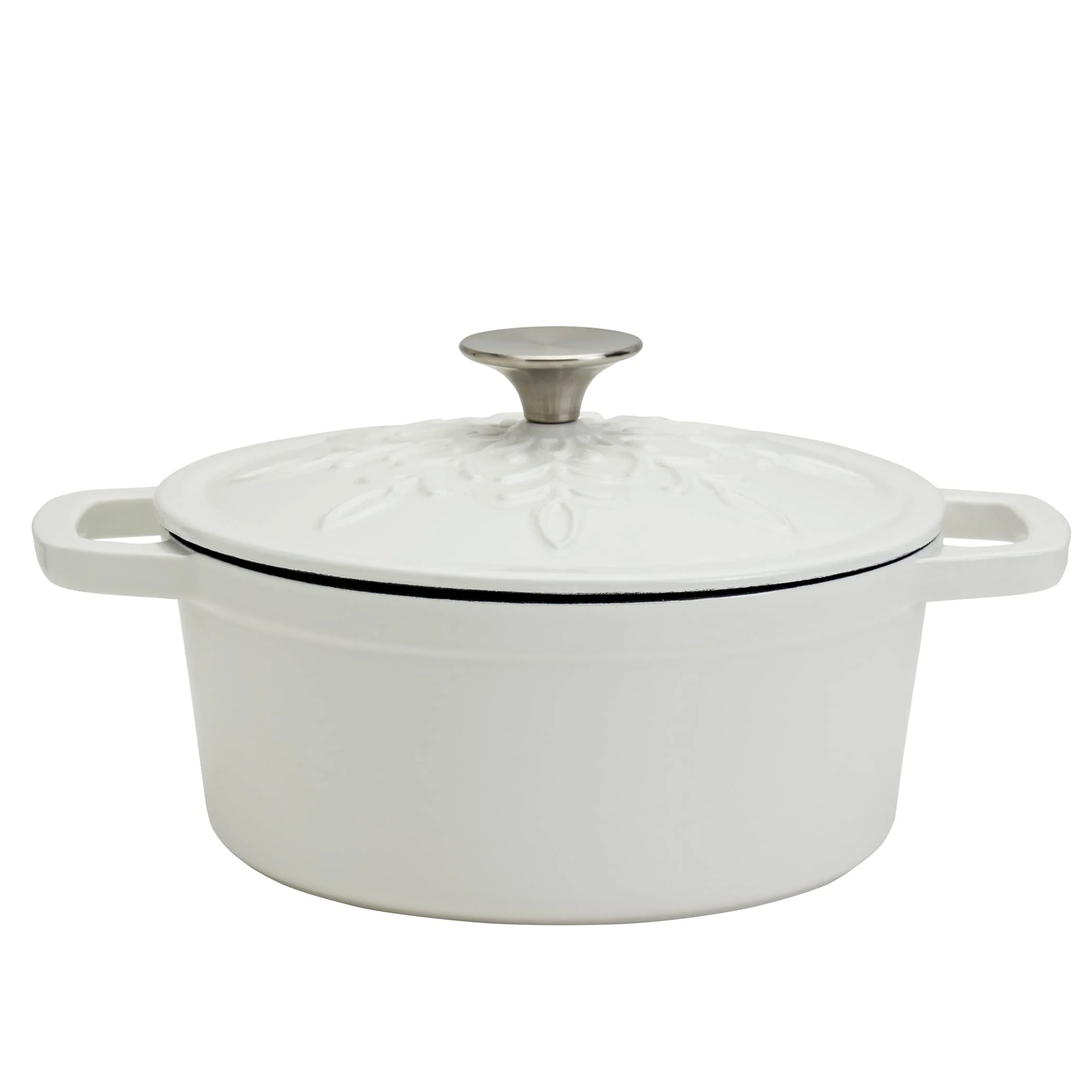 3-Quart Enameled Cast Iron Snowflake Dutch Oven, White - Image 9