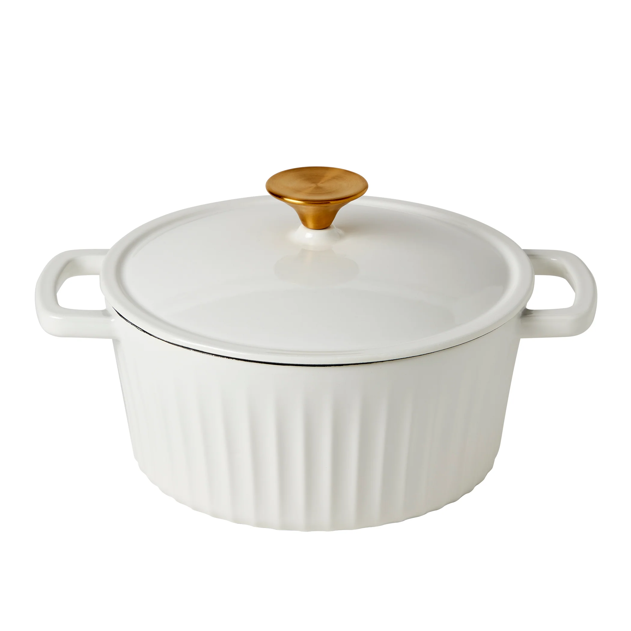 3-Quart Fluted Enameled Cast Iron Dutch Oven, White/Sage - Image 10