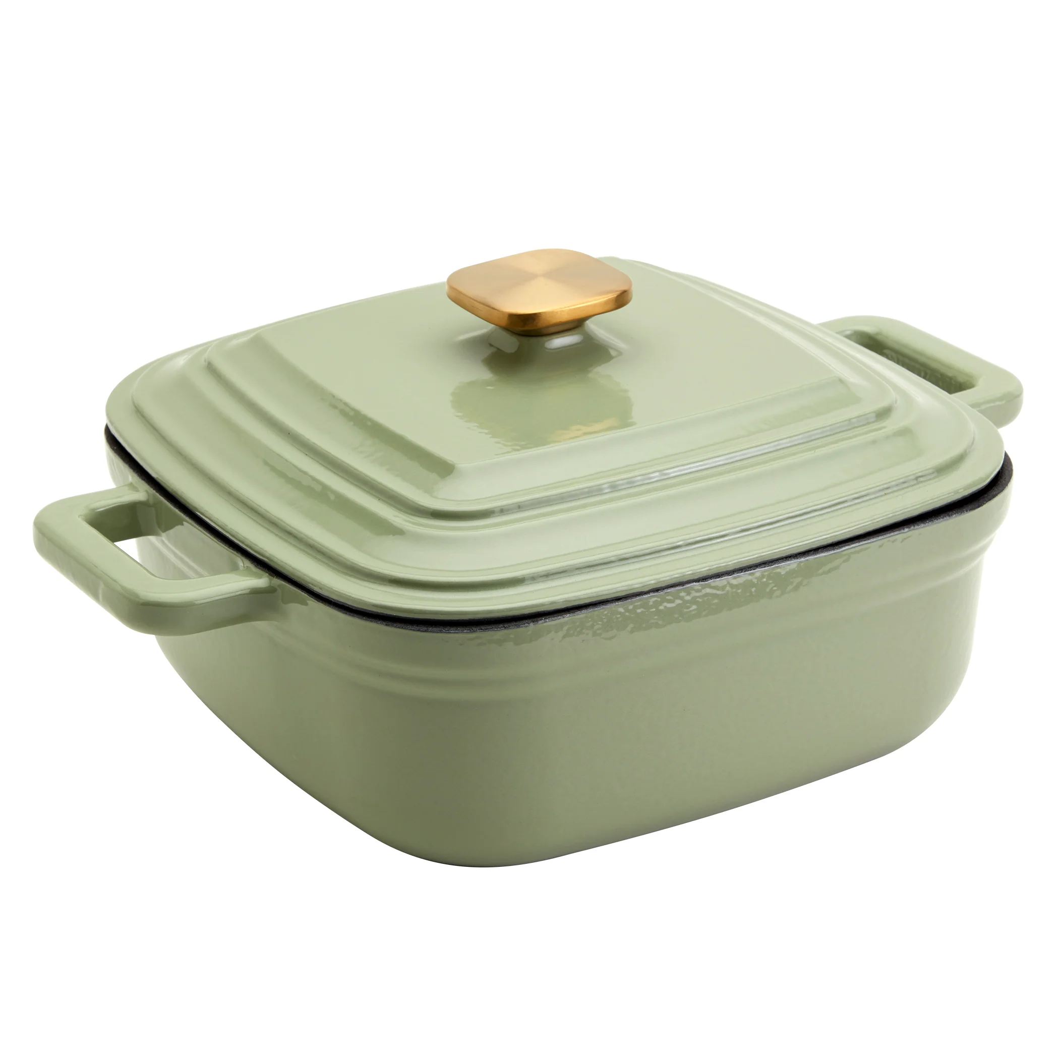 4-Quart Enameled Cast Iron Square Dutch Ovens, Matcha Green - Image 10