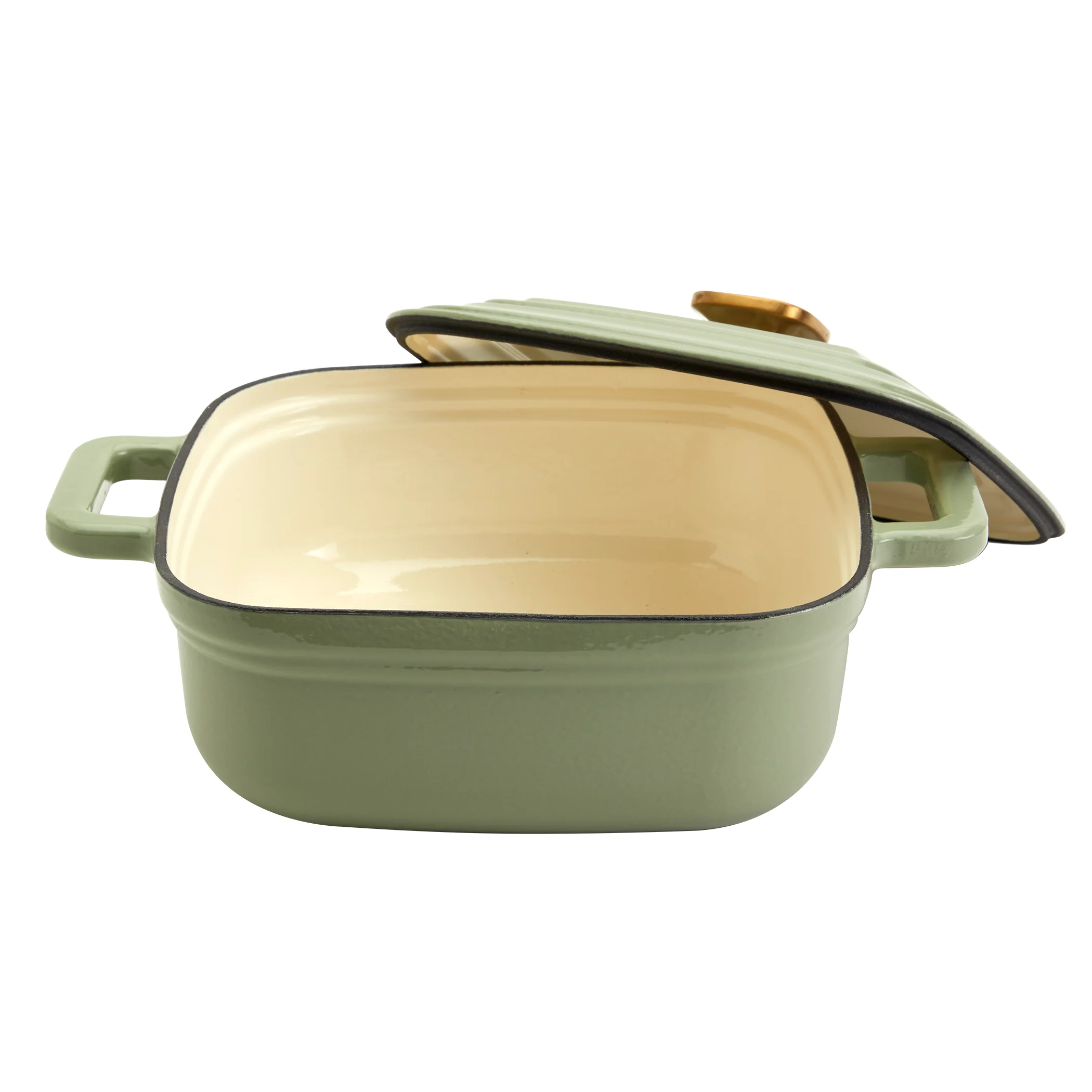 4-Quart Enameled Cast Iron Square Dutch Ovens, Matcha Green - Image 11