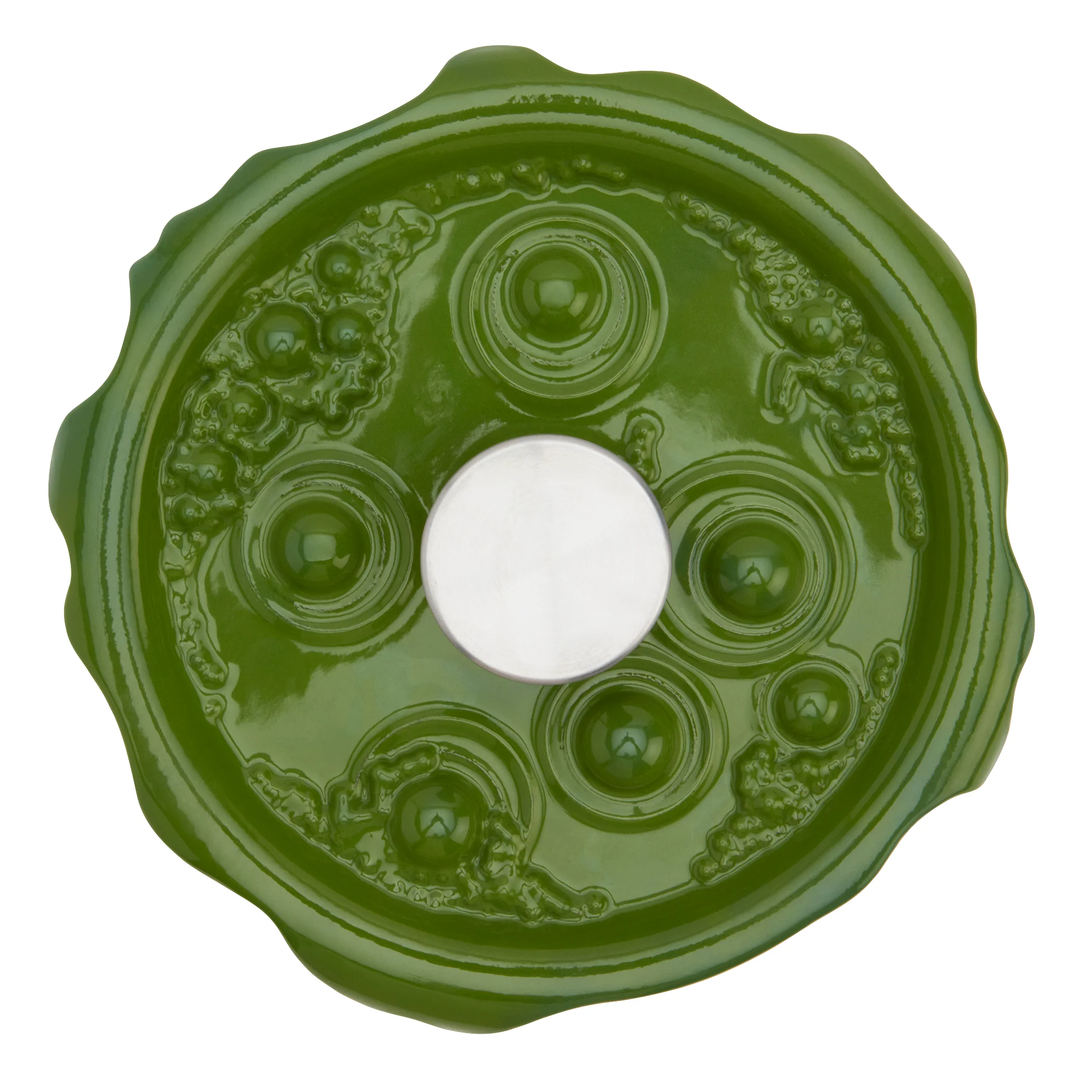 4-Quart Cast Iron Cauldron Pot with Green 'Bubbling' Lid - Image 7