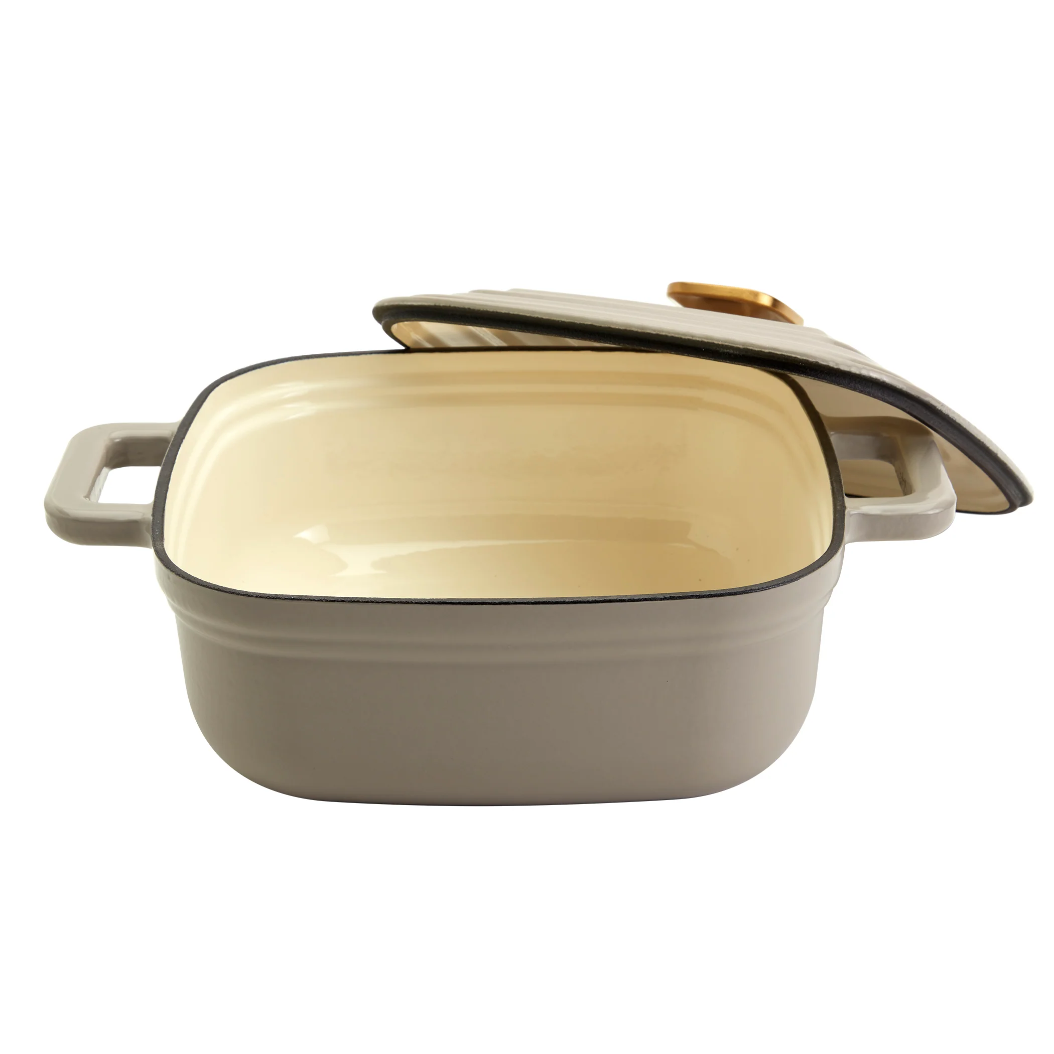 4-Quart Enameled Cast Iron Square Dutch Ovens, Gray - Image 10