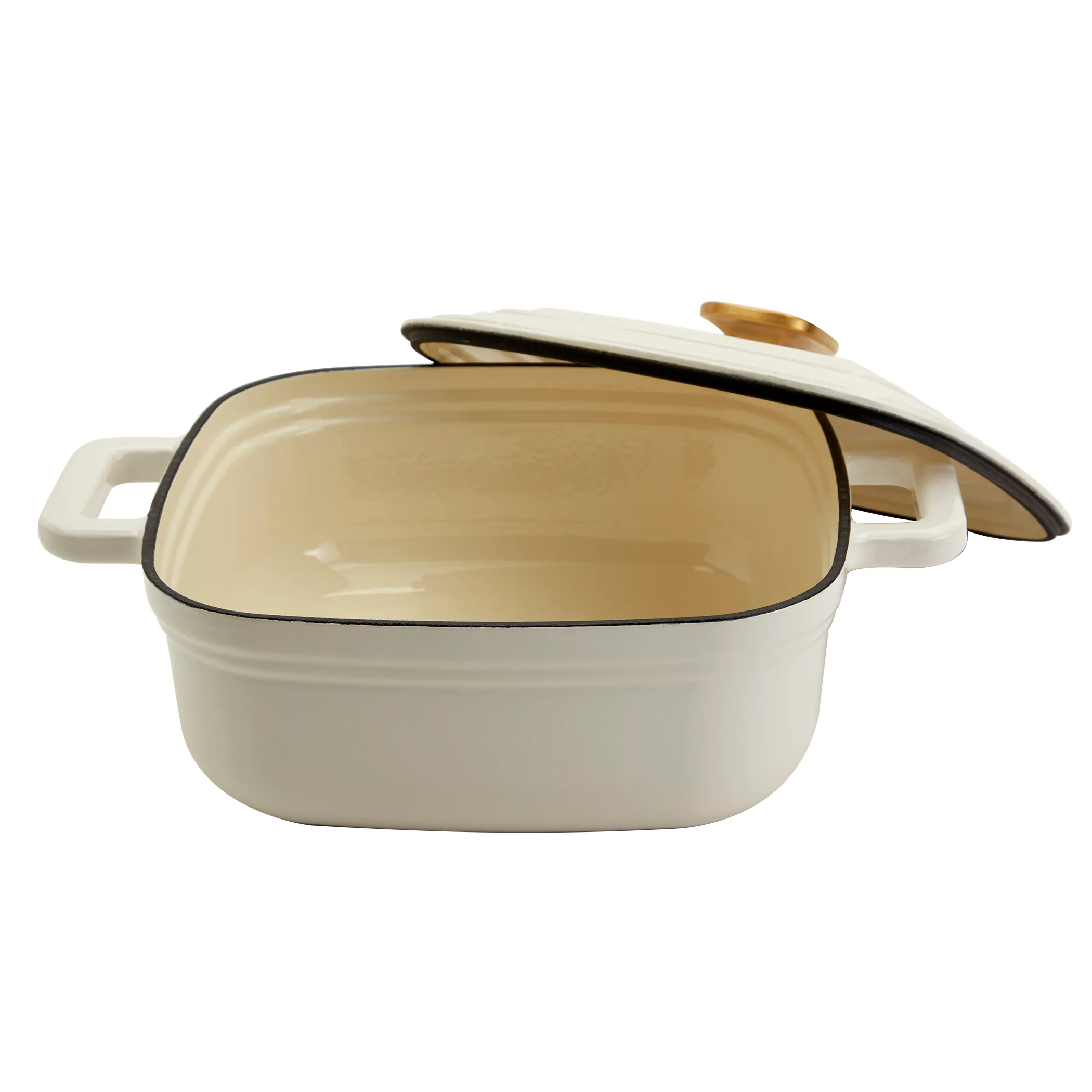 4-Quart Enameled Cast Iron Square Dutch Ovens, White - Image 10