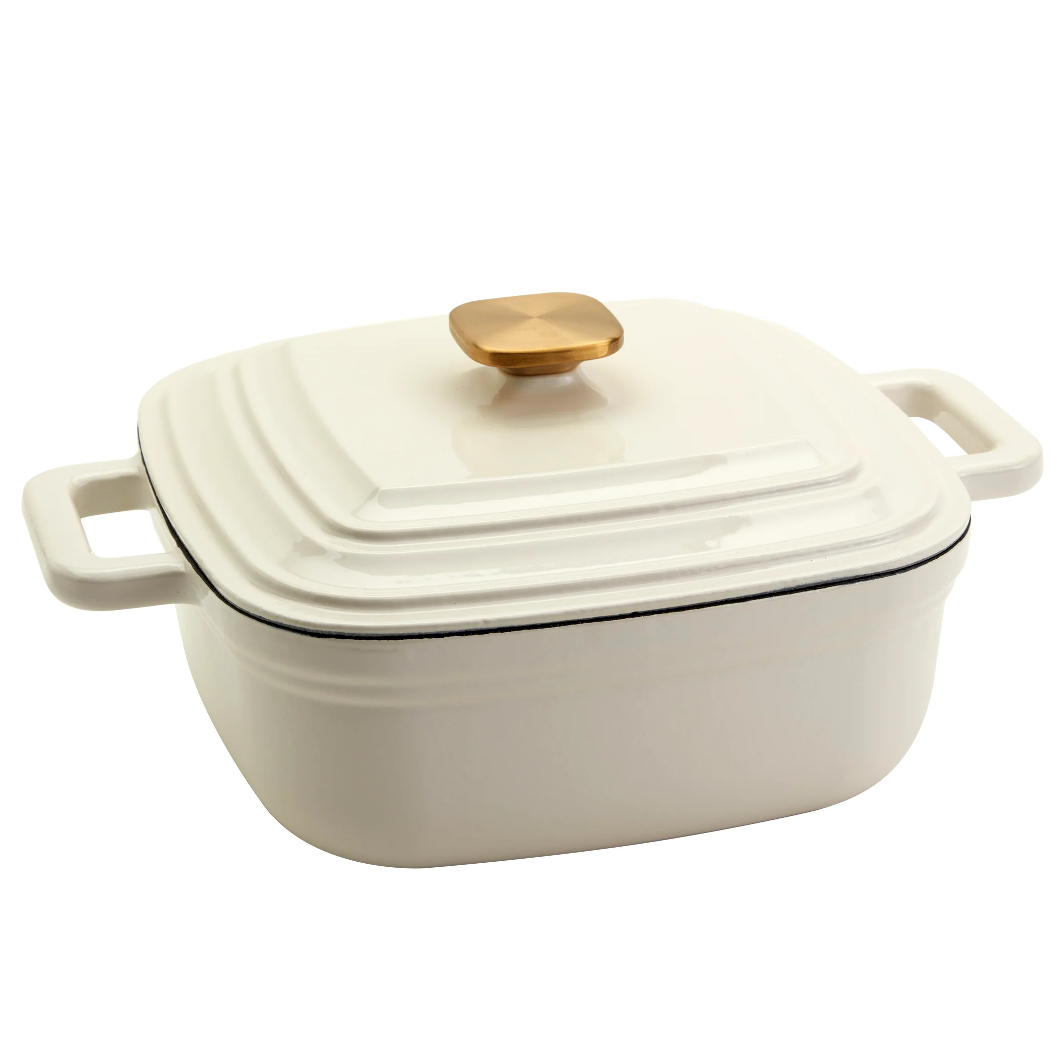 4-Quart Enameled Cast Iron Square Dutch Ovens, White - Image 9