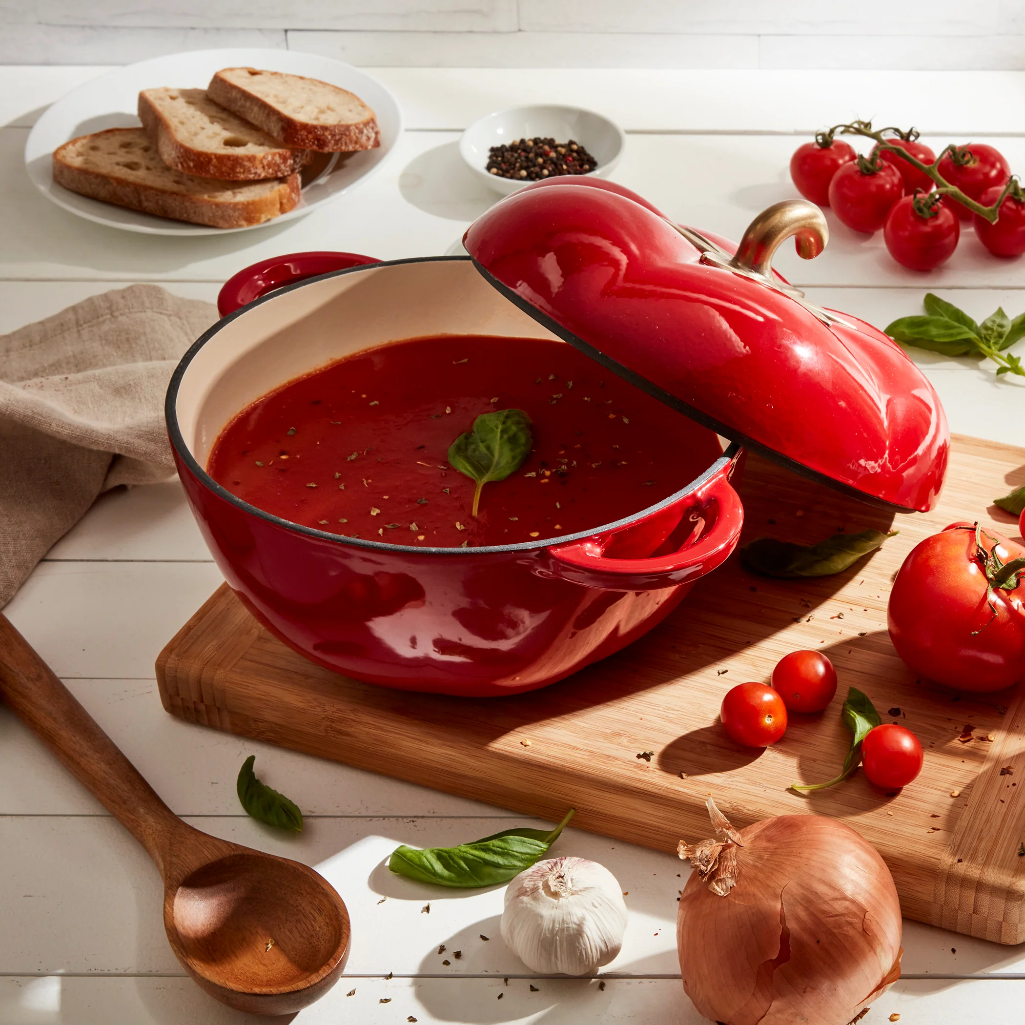 4-Quart Enameled Cast Iron Tomato Dutch Oven - Image 4