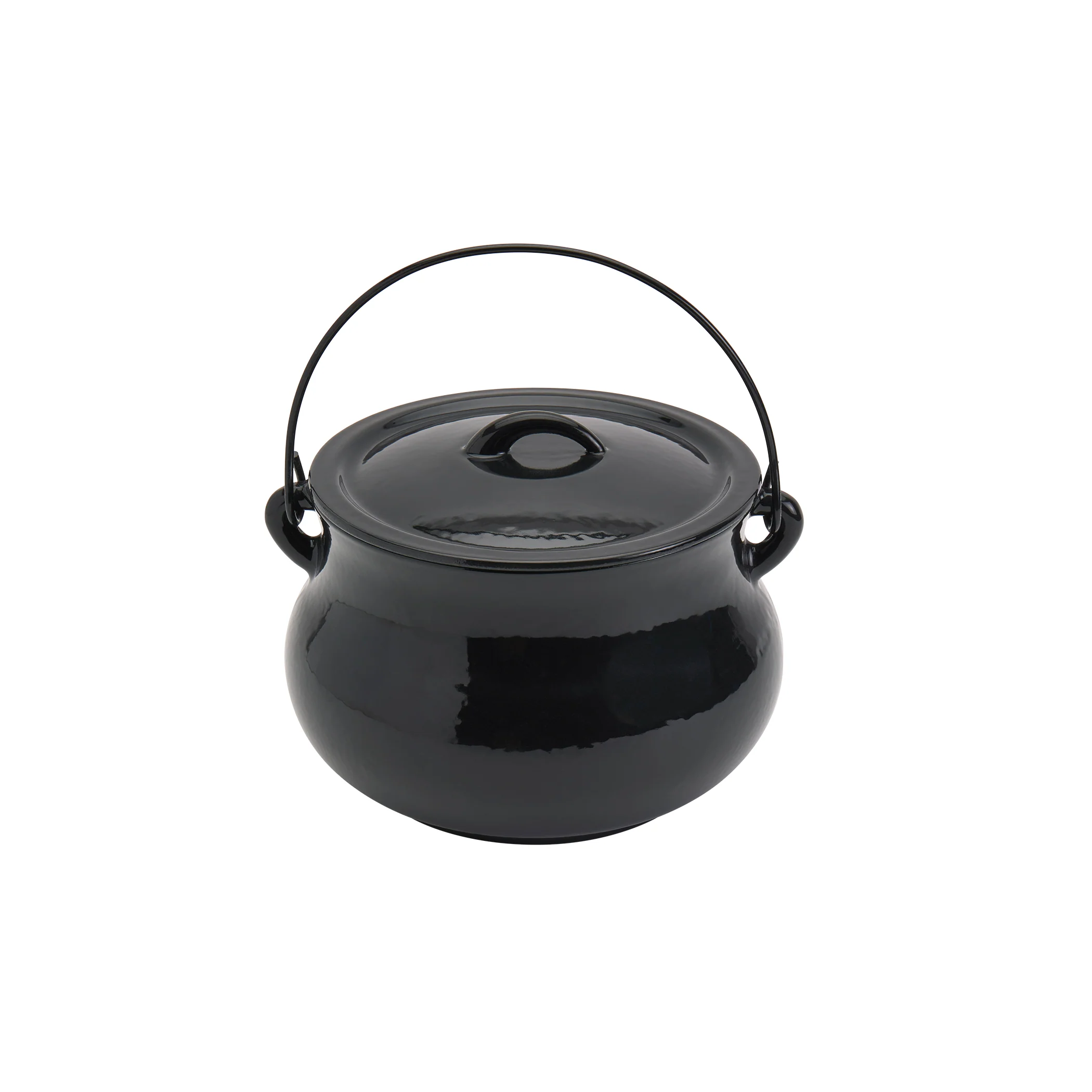4-Quart Glossy Enameled Cast Iron Cauldron Pot with Handle - Image 5