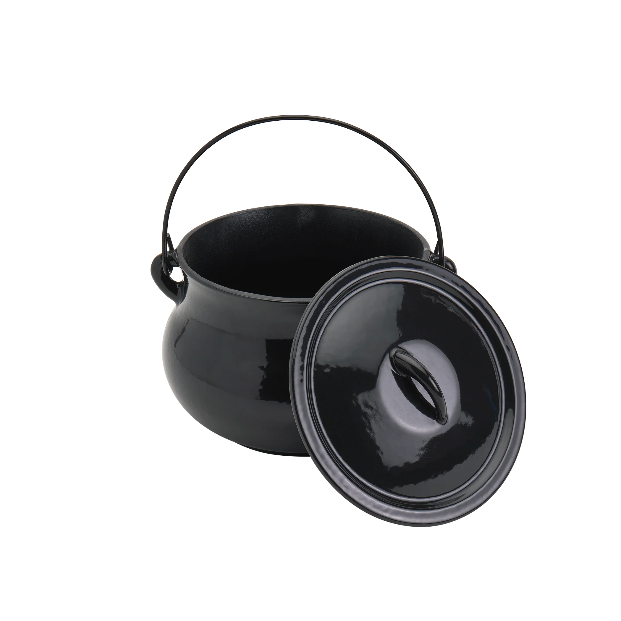 4-Quart Glossy Enameled Cast Iron Cauldron Pot with Handle - Image 6