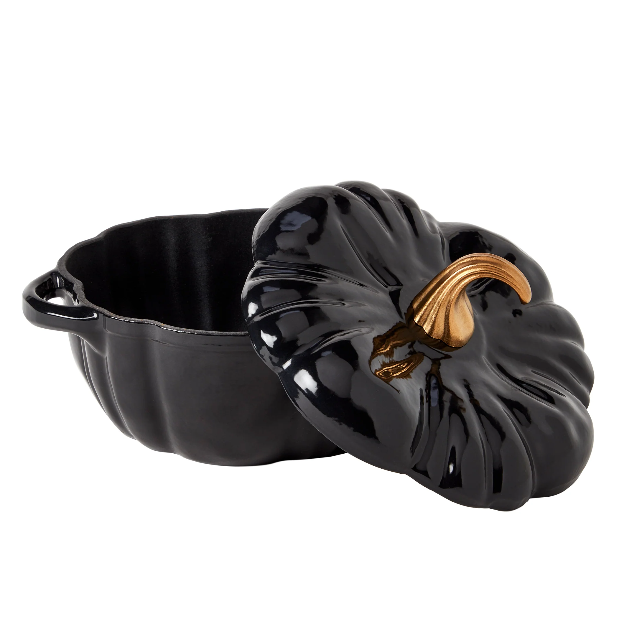 2-Quart / 4-Quart Enameled Cast Iron Pumpkin Dutch Ovens, Black - Image 12