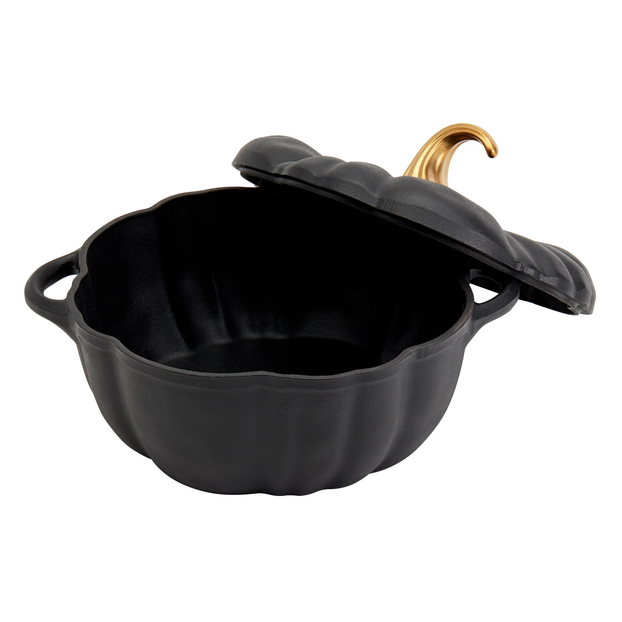 2-Quart / 4-Quart Enameled Cast Iron Pumpkin Dutch Ovens, Black - Image 14