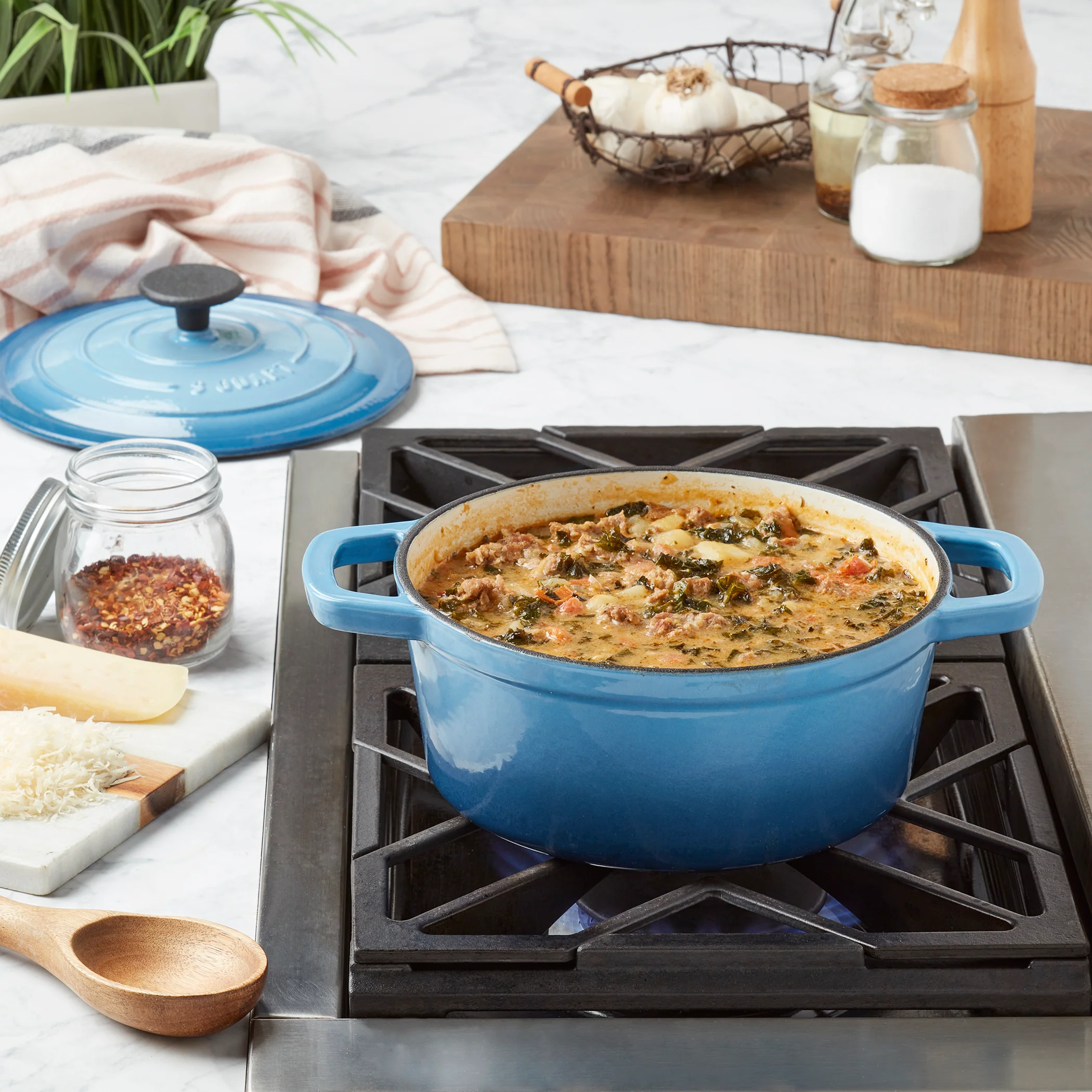 3-Quart Enameled Cast Iron Dutch Oven, Blue - Image 3
