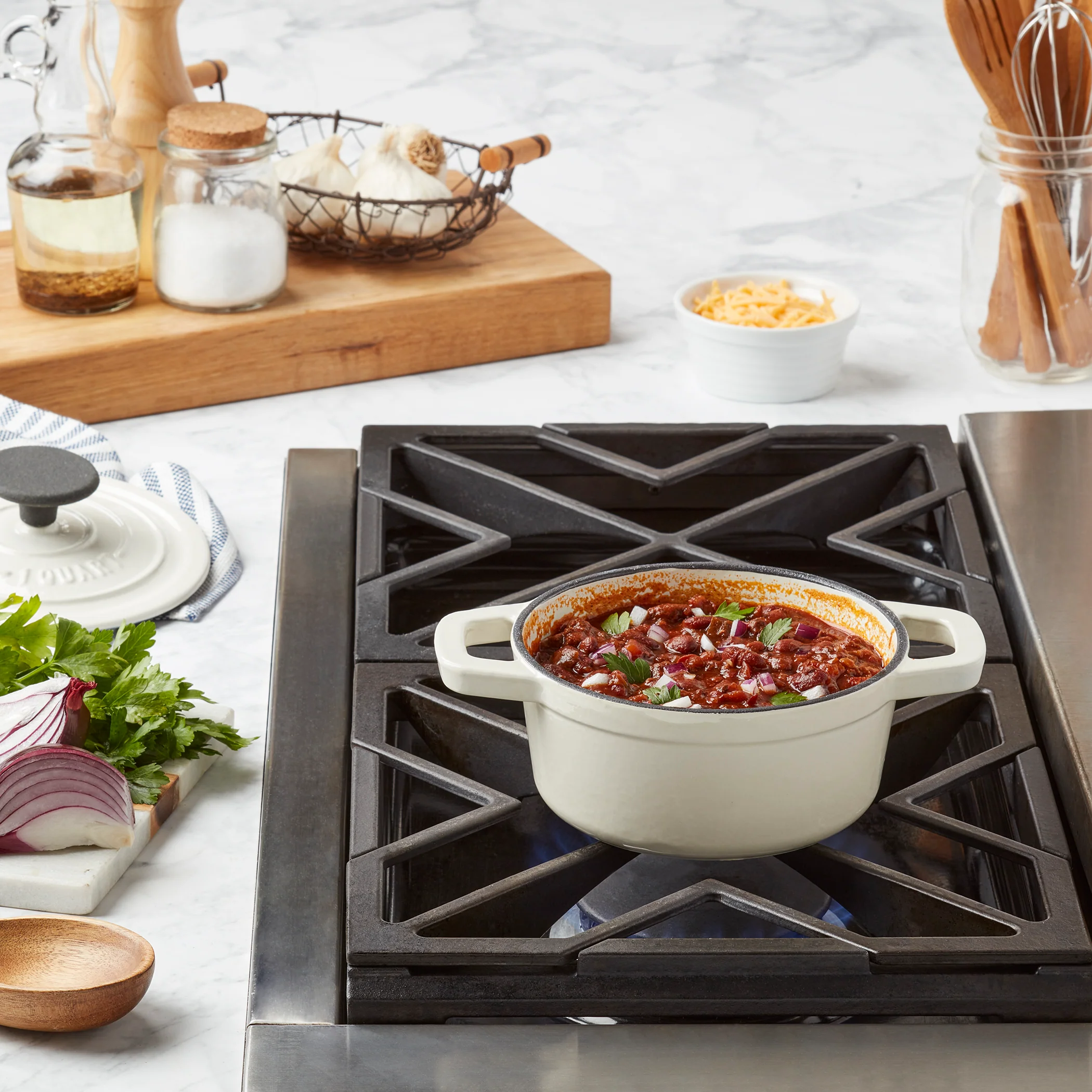 3-Quart Enameled Cast Iron Dutch Oven, White - Image 6