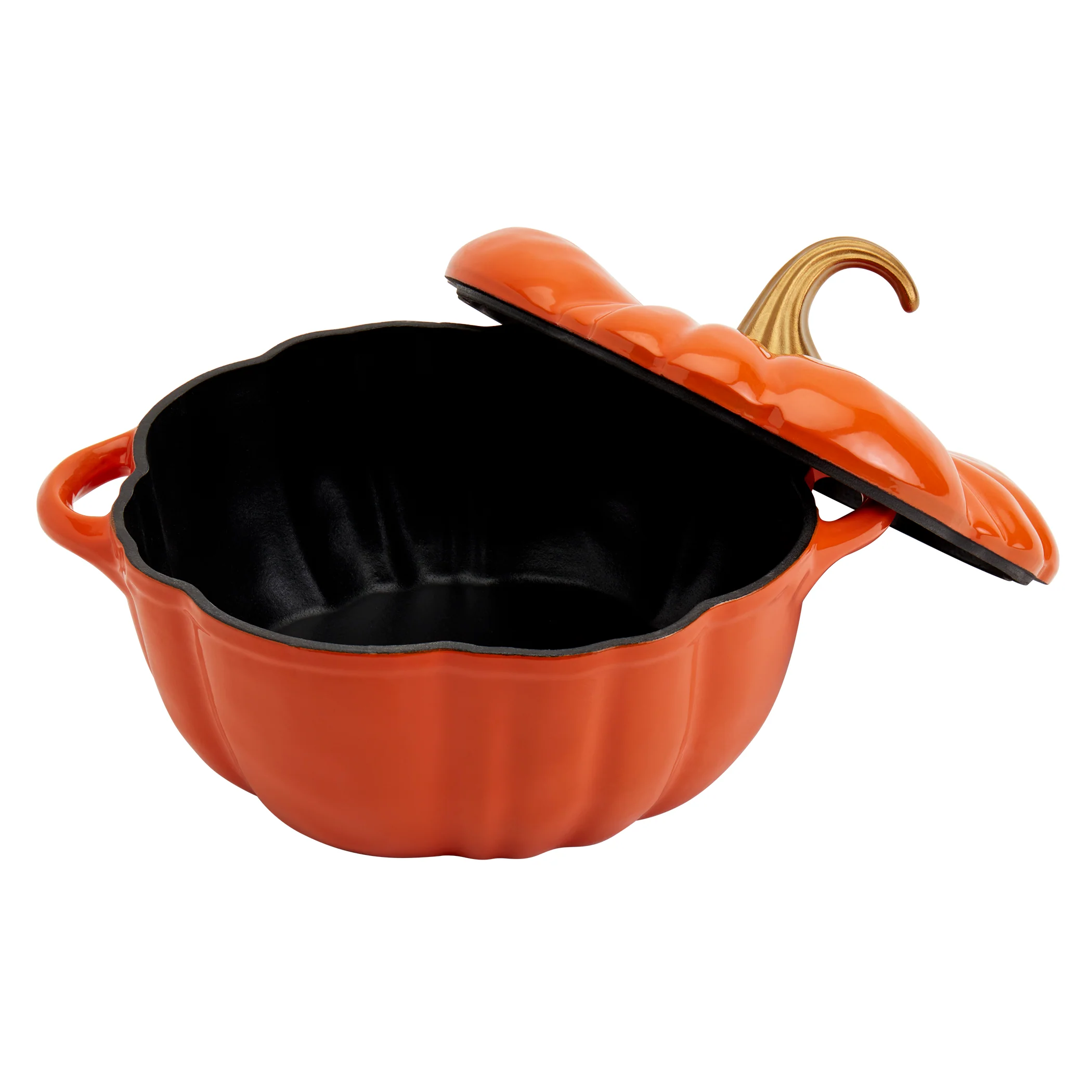 2-Quart / 4-Quart Enameled Cast Iron Pumpkin Dutch Ovens, Orange - Image 4