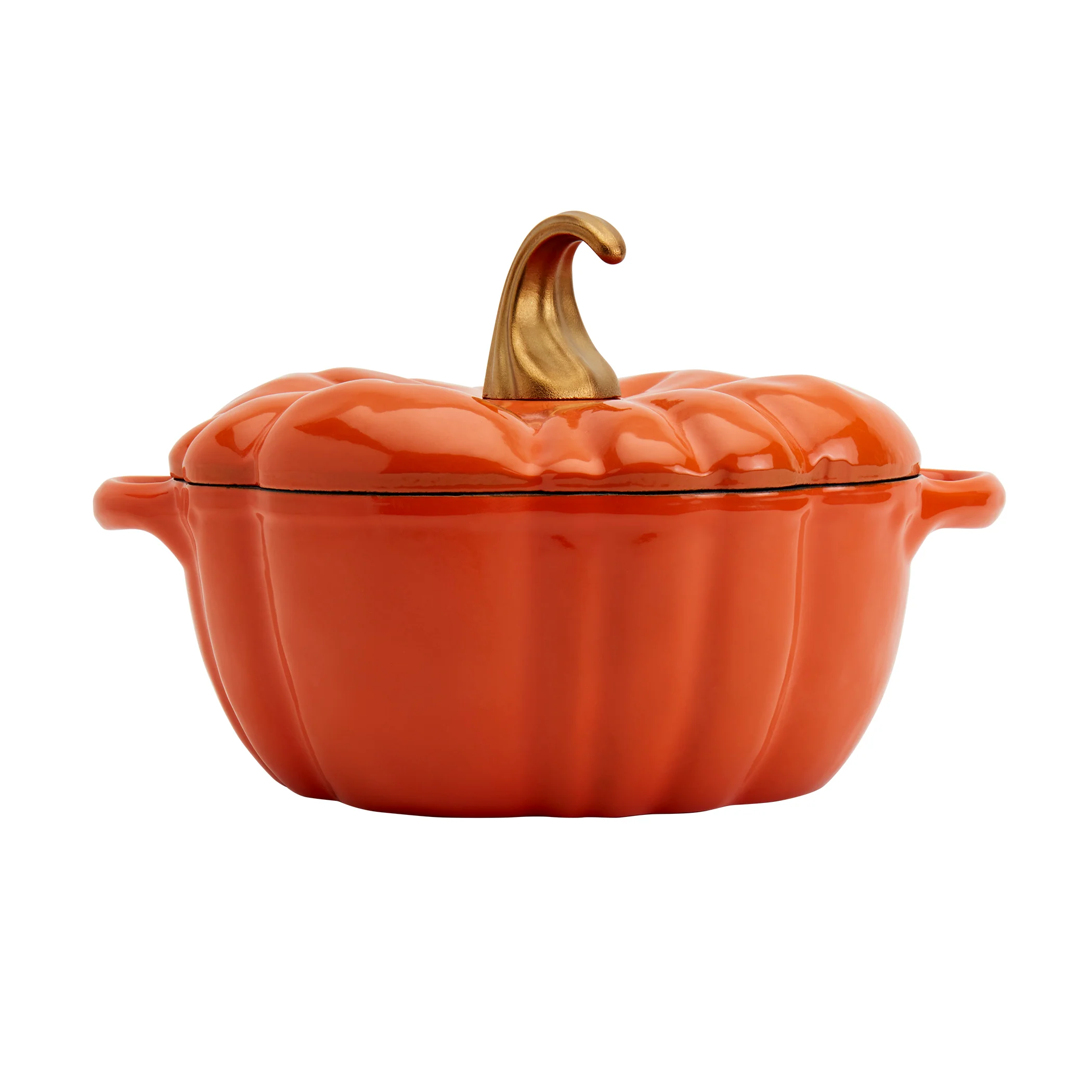 2-Quart / 4-Quart Enameled Cast Iron Pumpkin Dutch Ovens, Orange - Image 5
